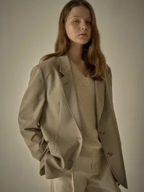 Summer-Wool Relaxed Jacket - Olive Beige