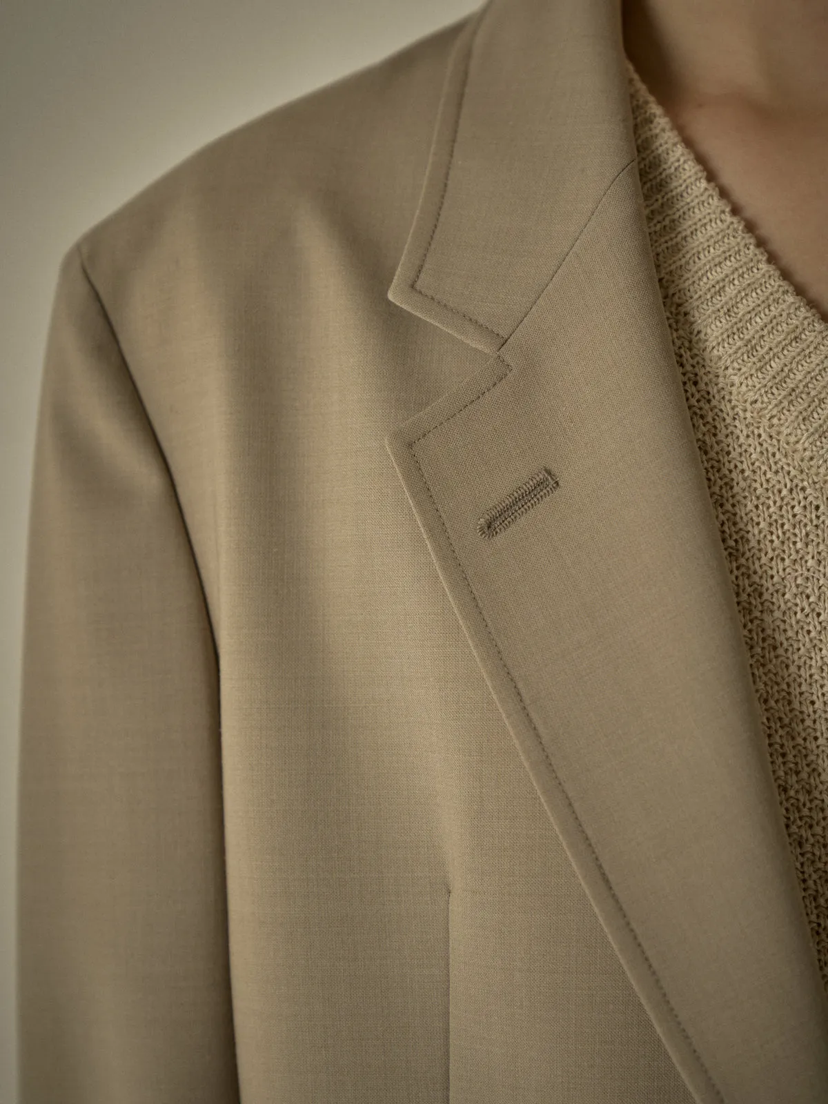 Summer-Wool Relaxed Jacket - Olive Beige