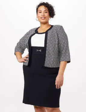 Textured Diamond Print Jacket Dress