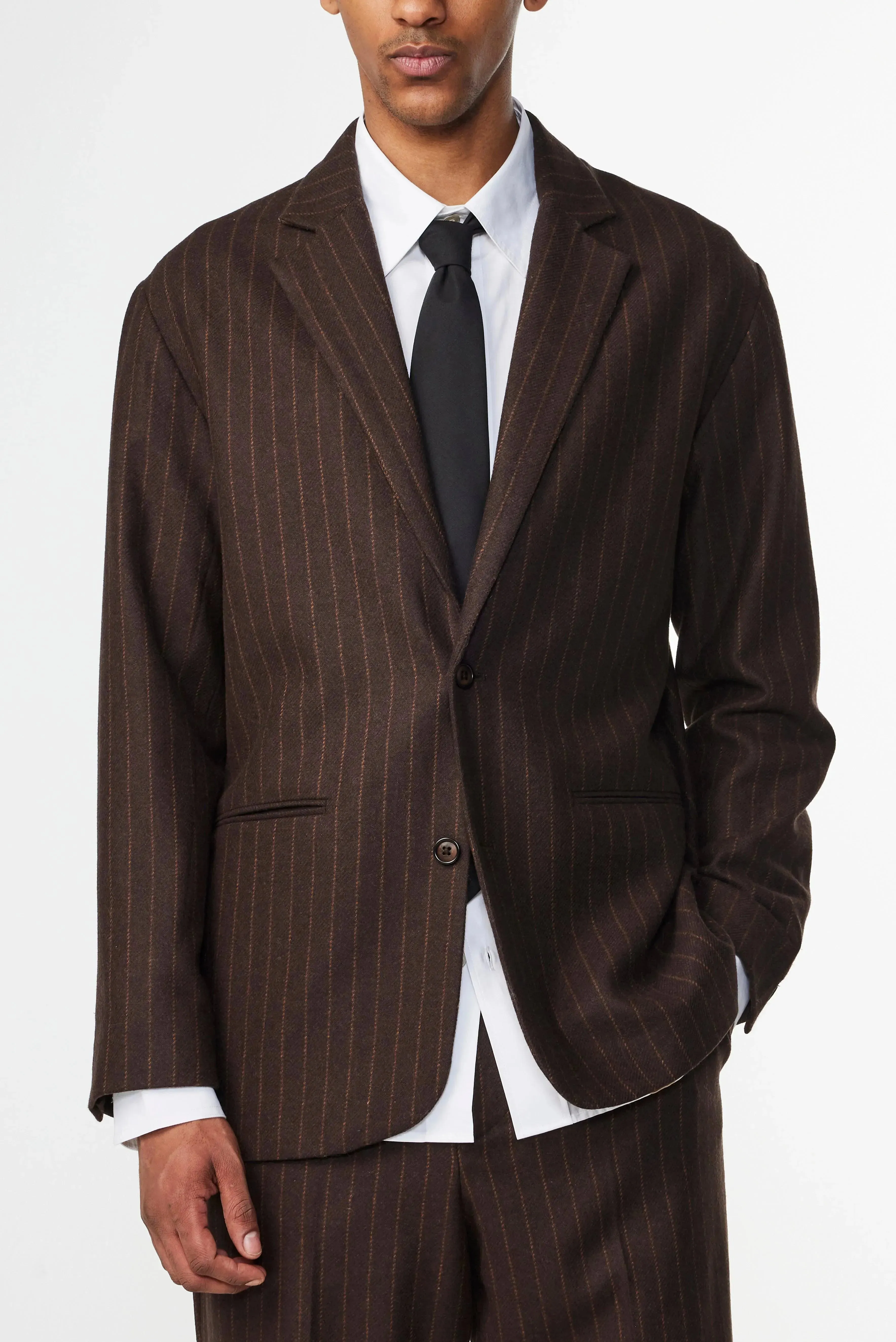 Timo Wool Blend Blazer - Brown Stripe