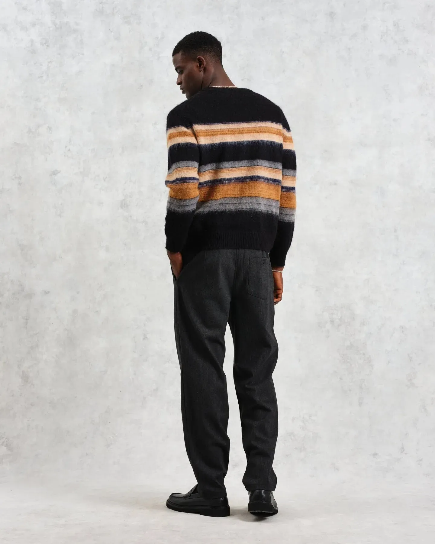 Wilde Crewneck Knit - Black Brush Stripe