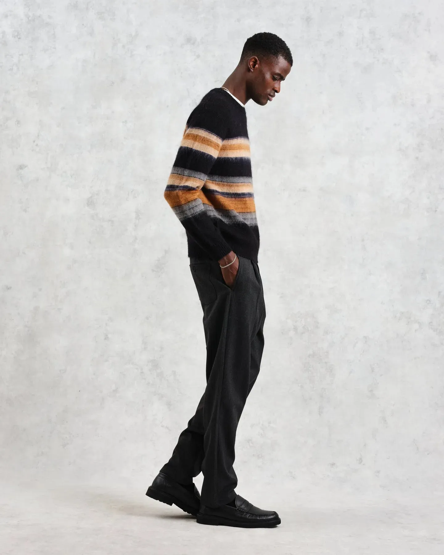 Wilde Crewneck Knit - Black Brush Stripe