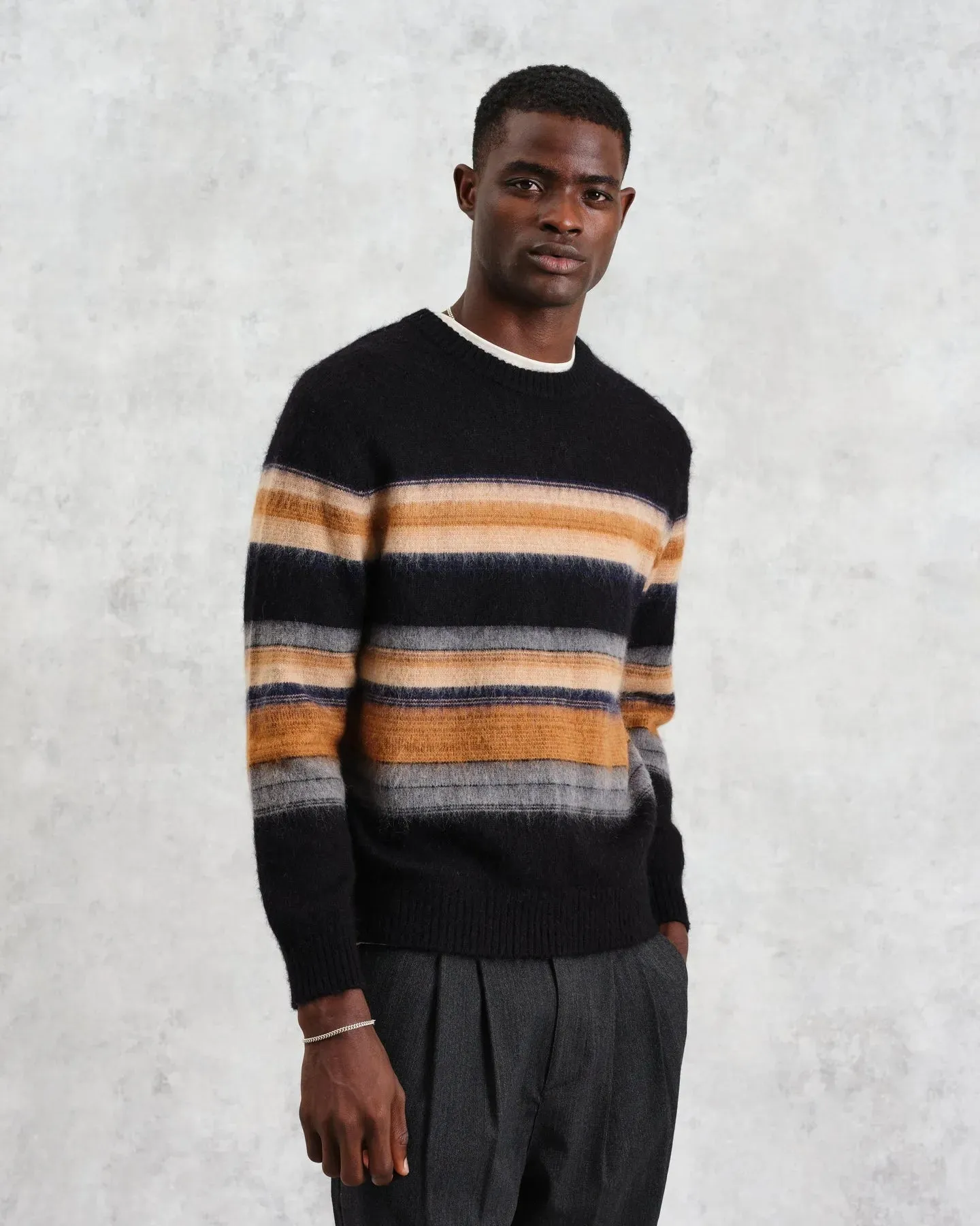 Wilde Crewneck Knit - Black Brush Stripe