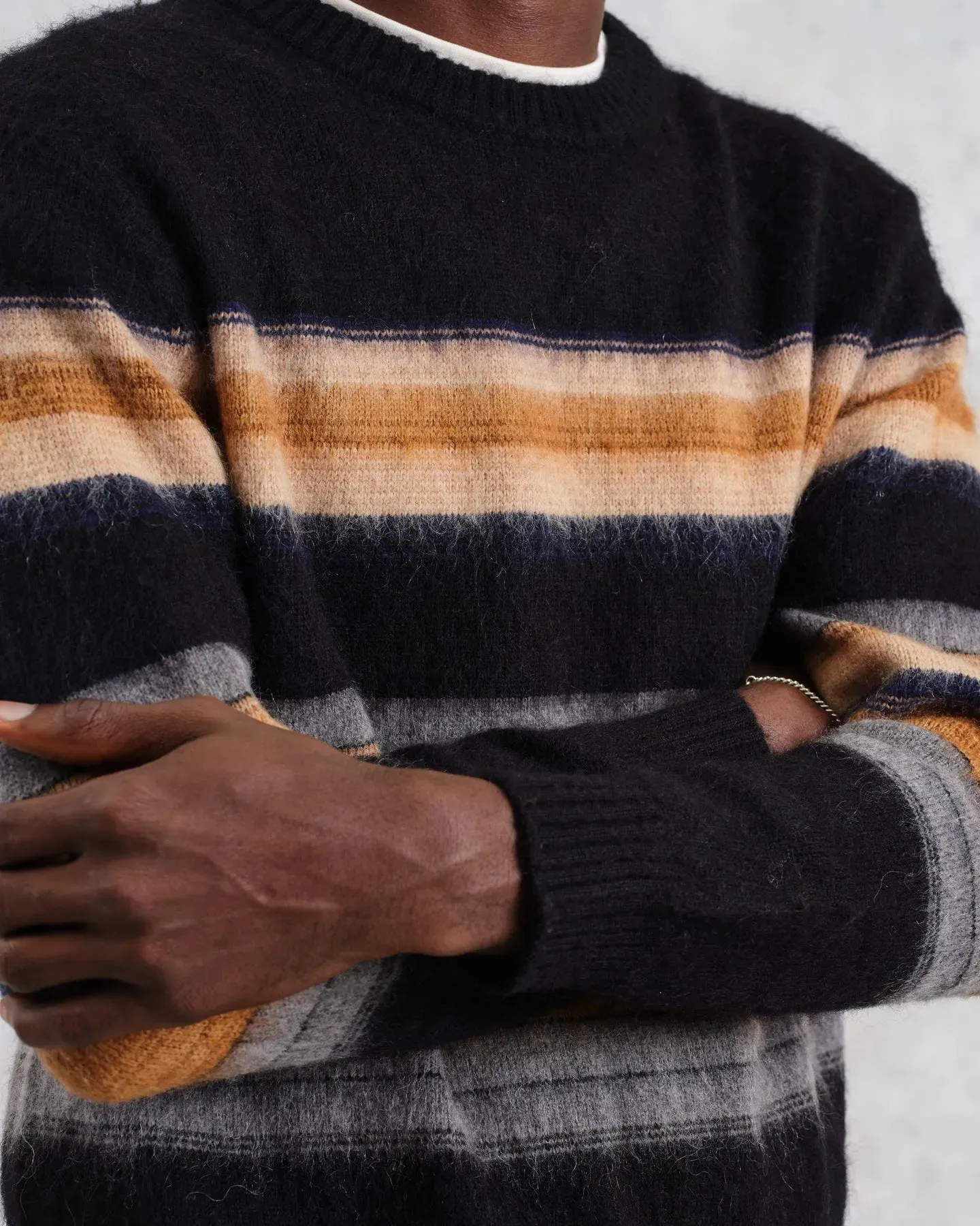 Wilde Crewneck Knit - Black Brush Stripe