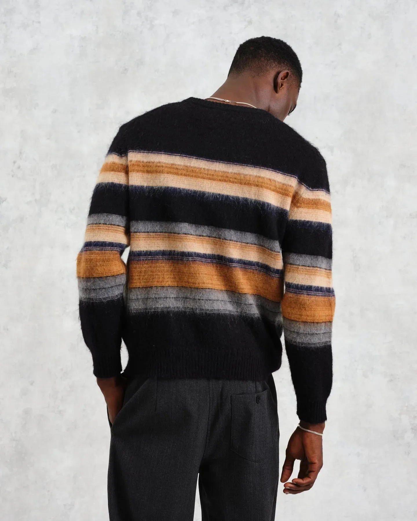 Wilde Crewneck Knit - Black Brush Stripe