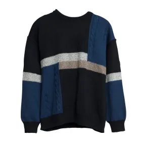 Wool Cable Basketweave Panel Knit Drop Shoulder Jumper