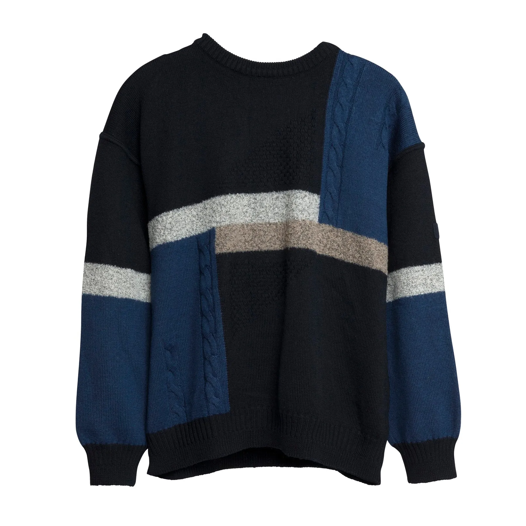 Wool Cable Basketweave Panel Knit Drop Shoulder Jumper