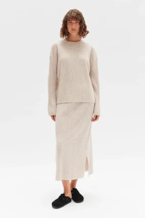 WOOL CASHMERE RIB LONG SLEEVE TOP | OAT MARLE