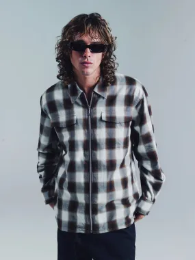 ZIP RELAXED LONG SLEEVE SHIRT | BROWN